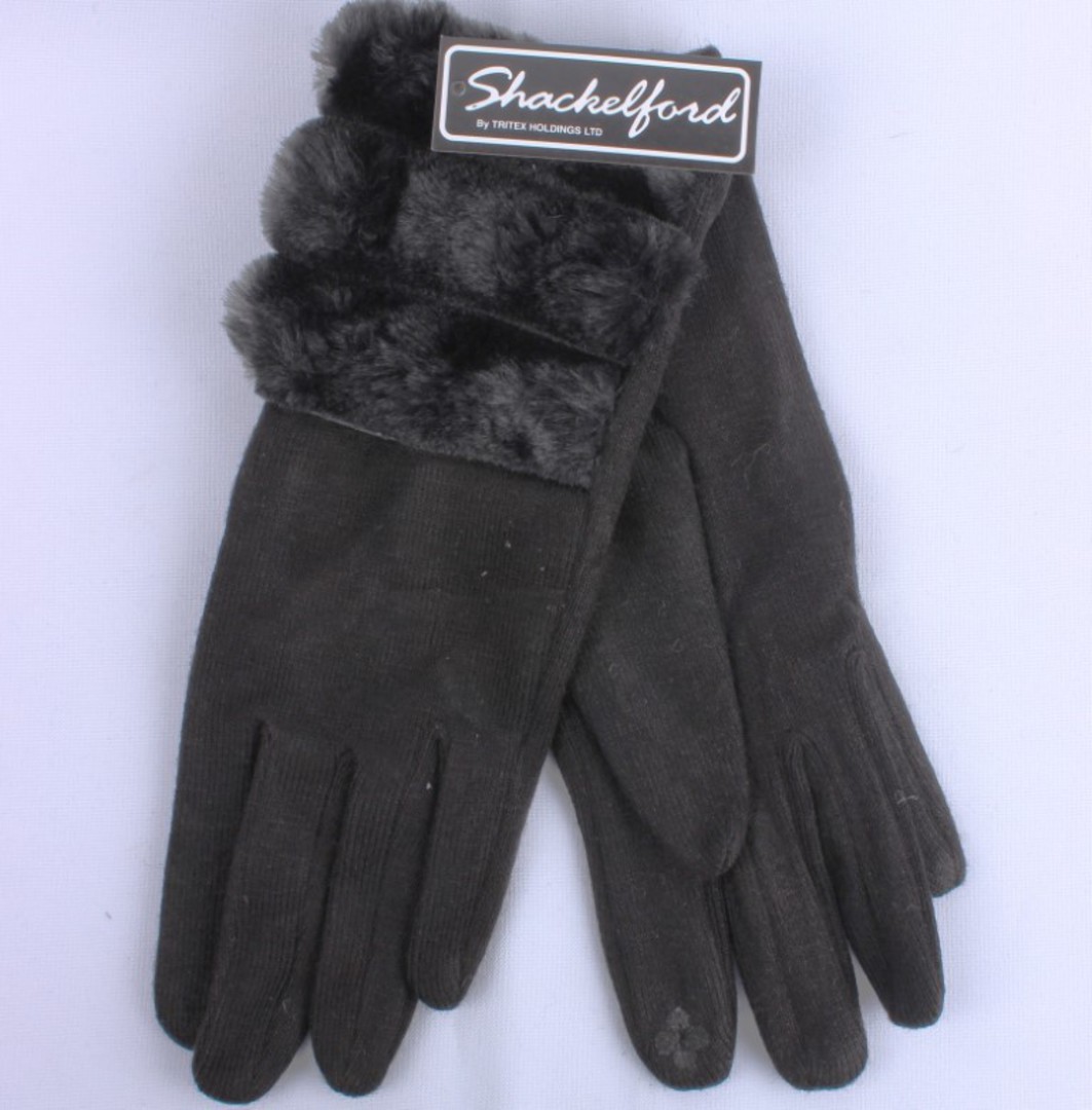 Shackelford knit glove with 3 fur band cuff black STYLE:S/LK5067BLK image 0